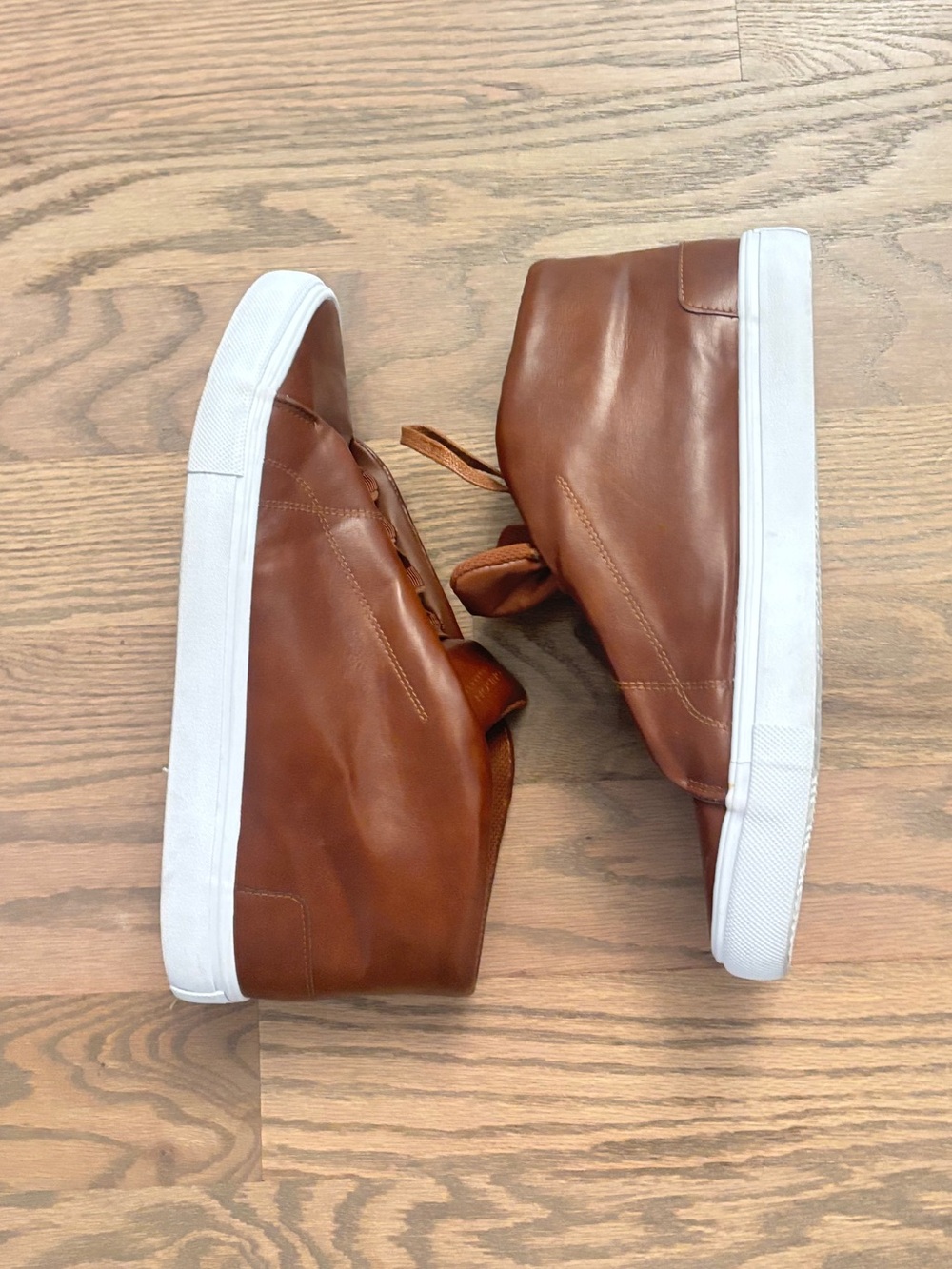 London Fog DORANCE Brown Camel High Top Faux Leather Sneakers 12 Like New